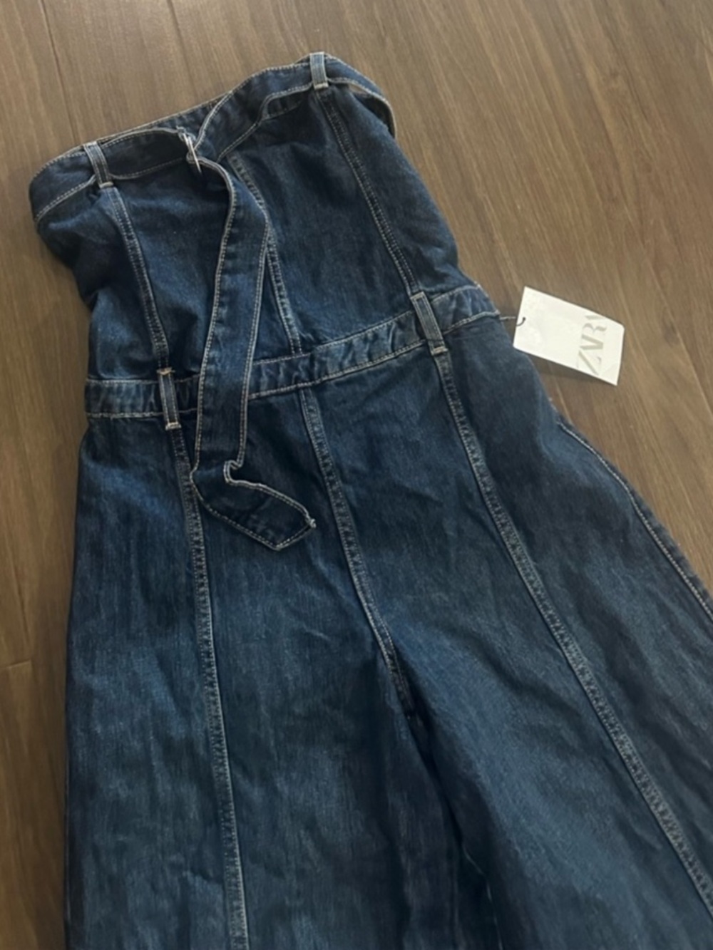 Zara Dark Indigo Strapless Denim Jumpsuit - Picture 7 of 8
